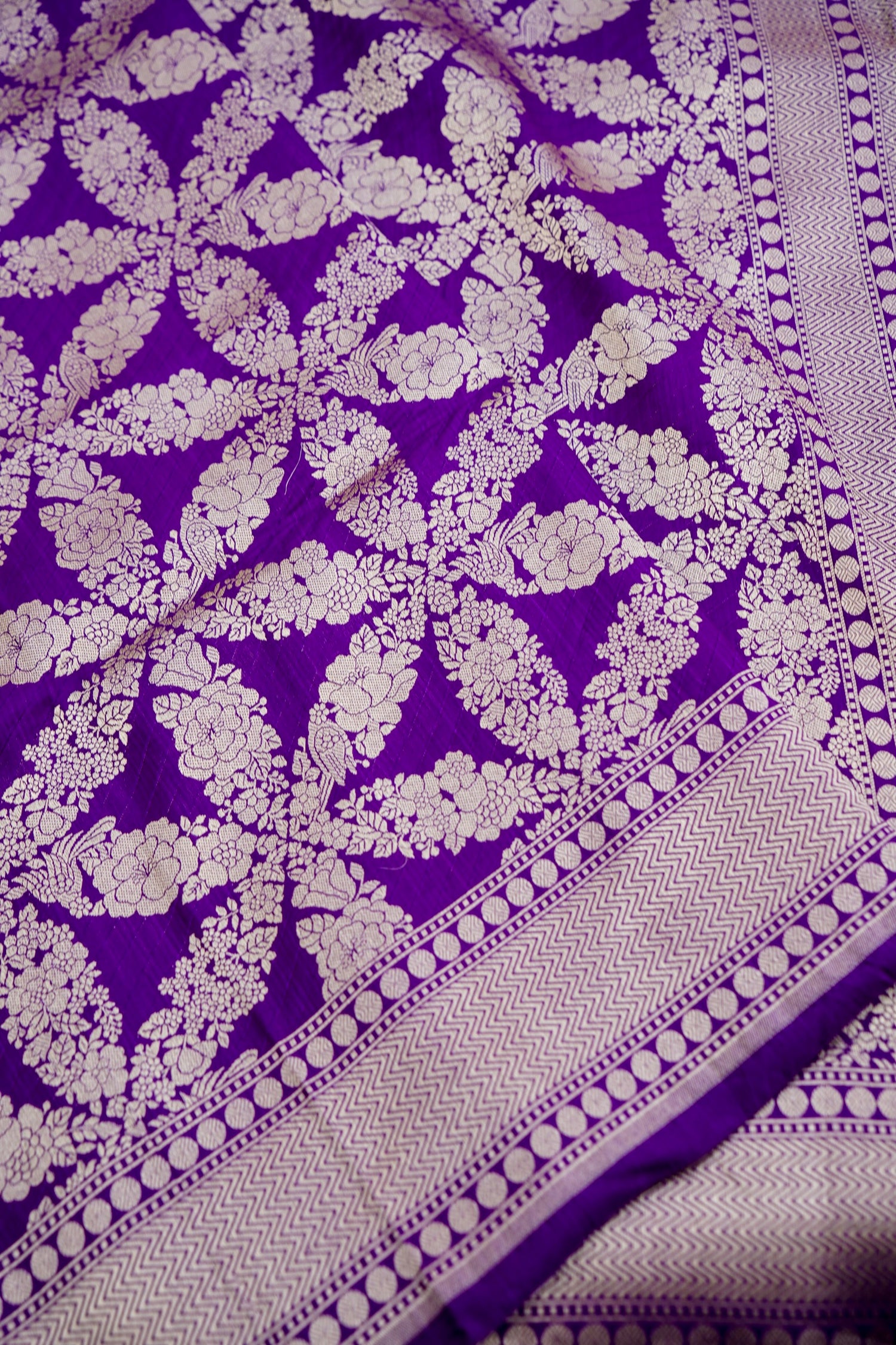 Purple Handwoven Pure Silk Banarasi Saree