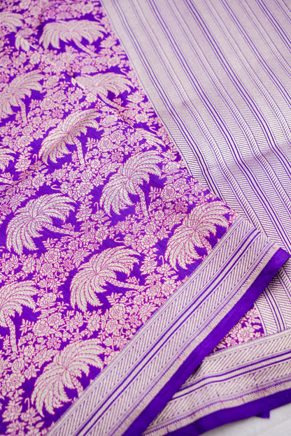Purple Handwoven Pure Kataan Silk Banarasi Saree