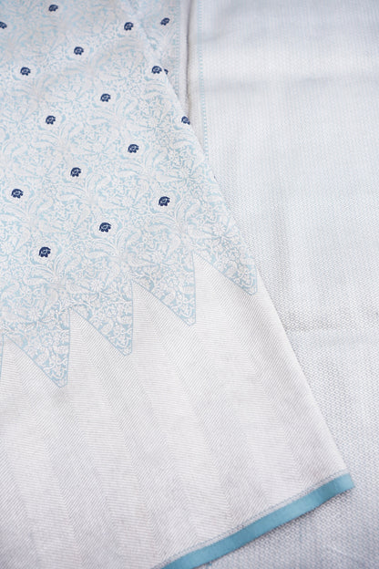 Light Blue Handwoven Pure Kataan Silk Kadhua Brocade Banarasi Saree
