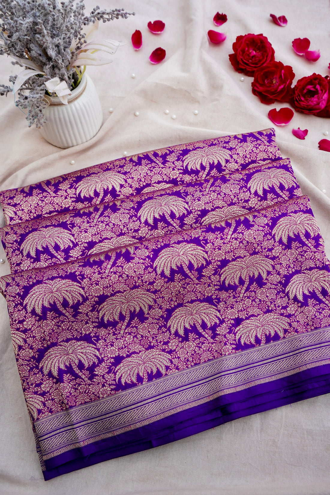 Purple Handwoven Pure Kataan Silk Banarasi Saree