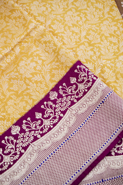 Yellow Handwoven Pure Kataan Kadhiyal Banarasi Saree