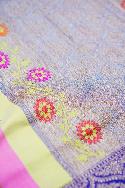 Handwoven Pure Kataan Silk Kadhua Buti Banarasi Rangkat Saree