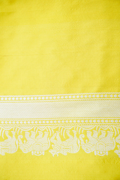 Yellow Handwoven Pure Silk Shikargah Banarasi Saree