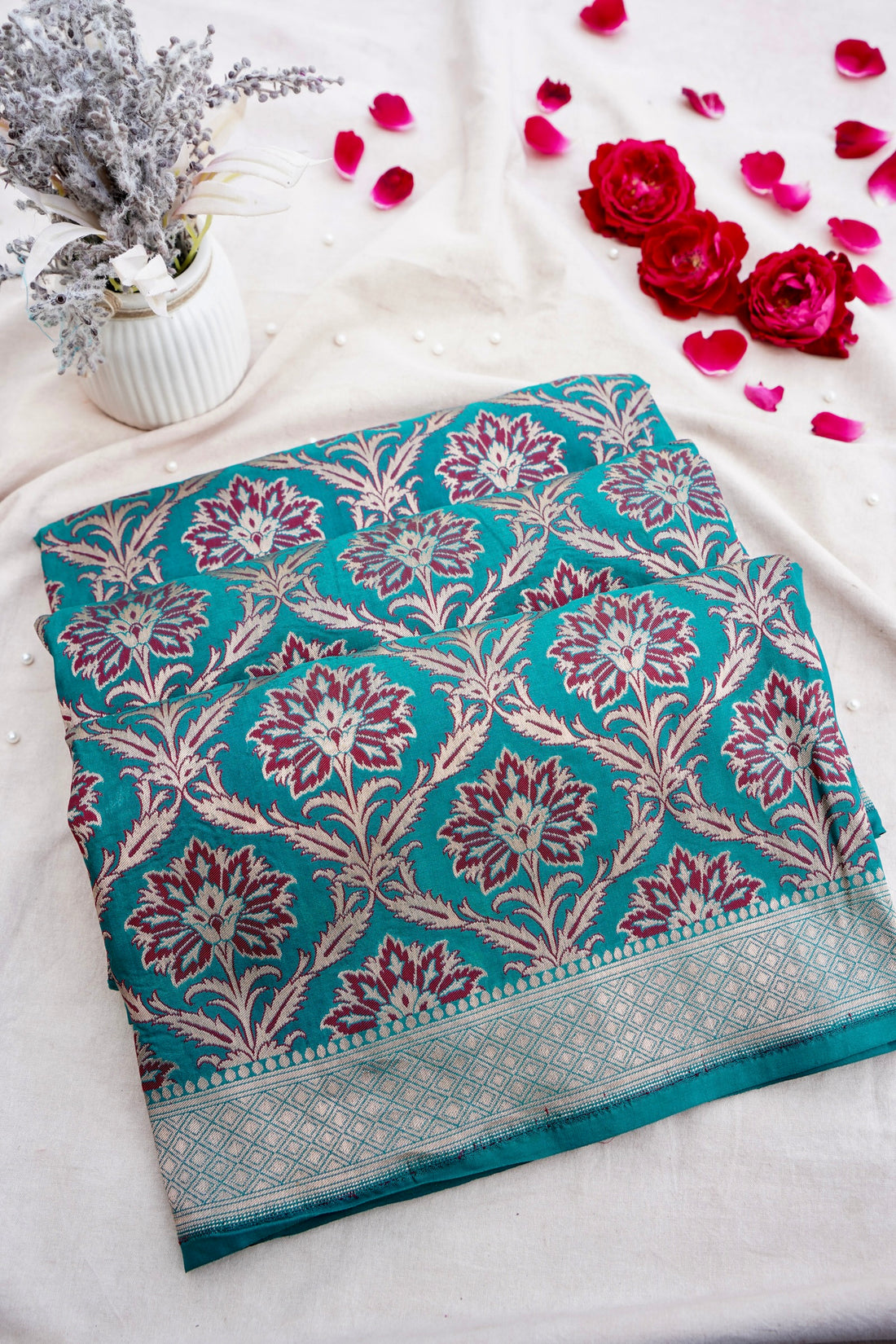 Blue Handwoven Kataan Silk Jangla Meenakari Banarasi Saree