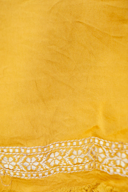 Golden Mustard Handloom Satin Silk Shikargah Banarasi Saree