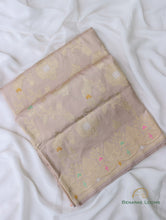 Load image into Gallery viewer, Beige Handloom Kataan Silk Jangla Banarasi Saree

