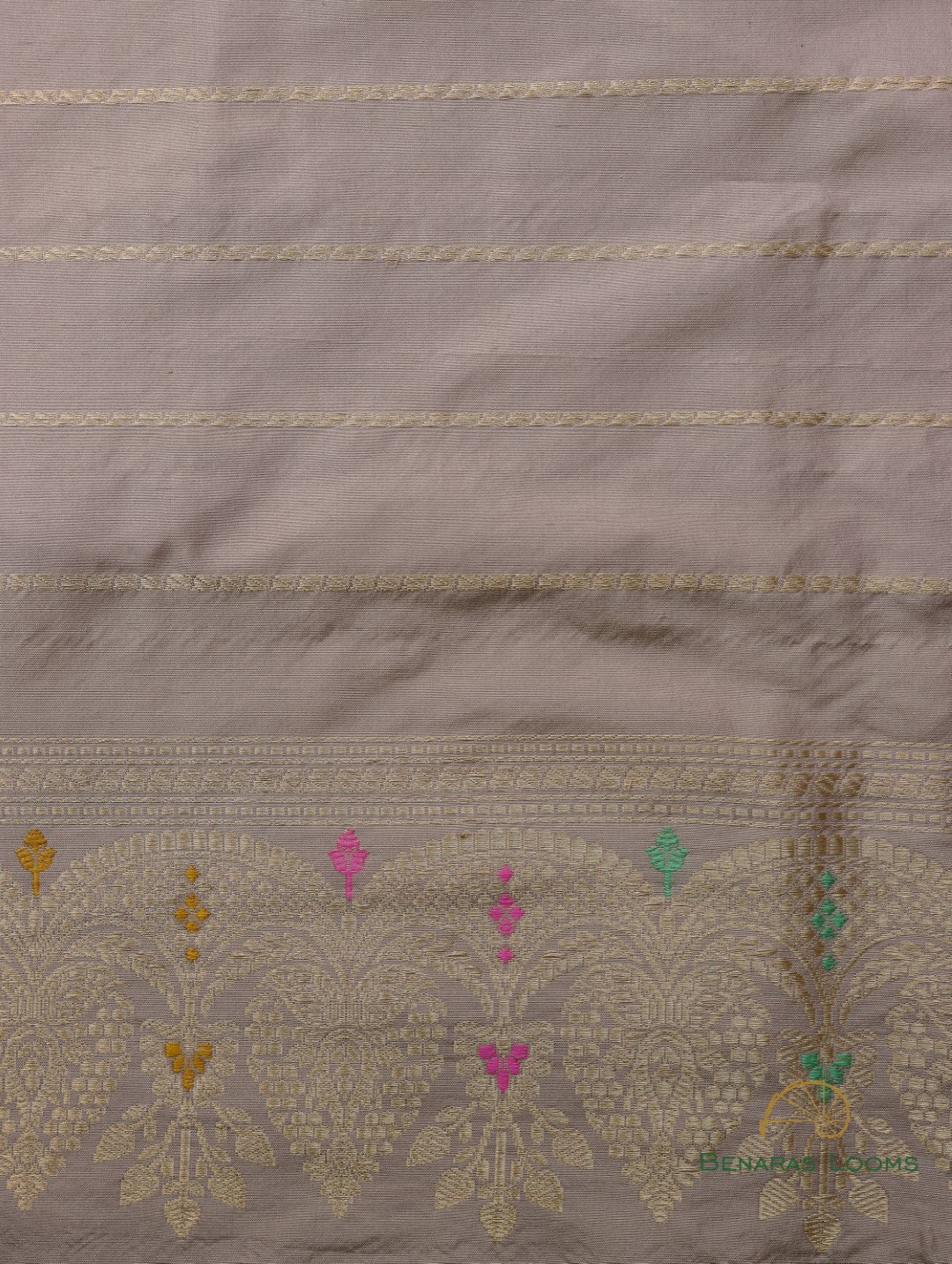 Beige Handloom Kataan Silk Jangla Banarasi Saree