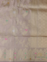 Load image into Gallery viewer, Beige Handloom Kataan Silk Jangla Banarasi Saree
