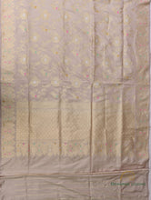 Load image into Gallery viewer, Beige Handloom Kataan Silk Jangla Banarasi Saree
