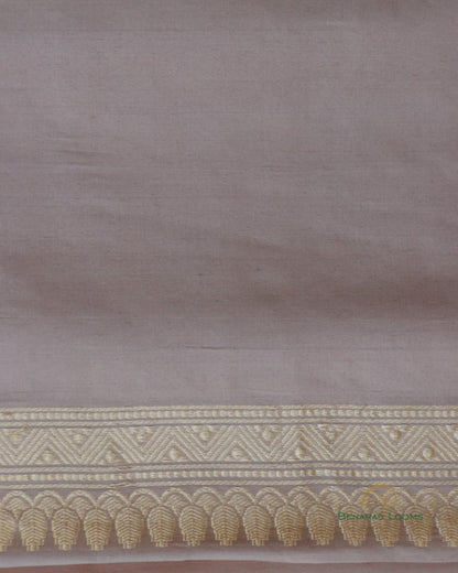 Beige Handloom Kataan Silk Shikargah Buti Banarasi Silk Saree