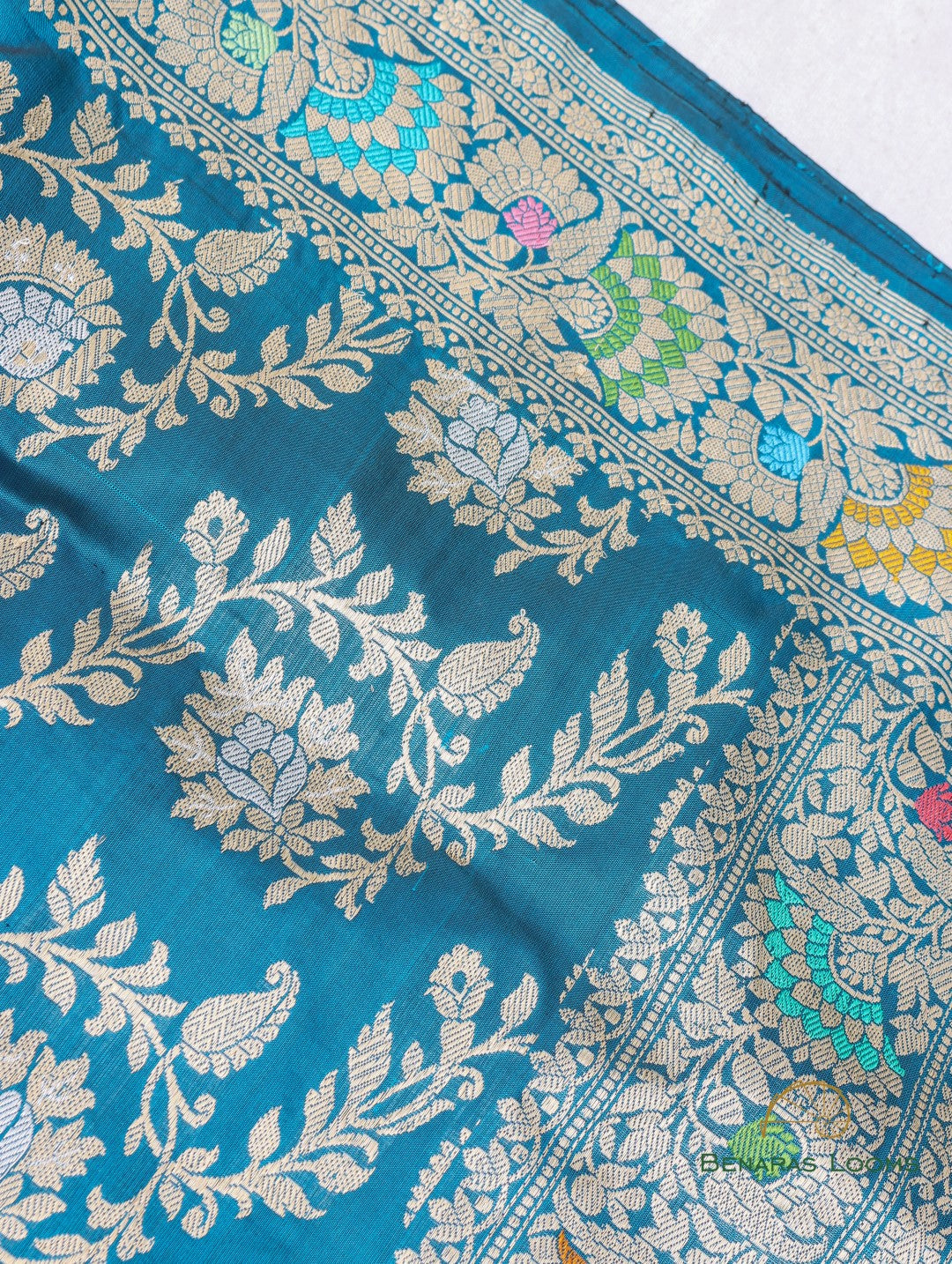 Blue Handloom Kataan Silk Kadhua Jangla Banarasi Saree