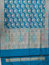 Load image into Gallery viewer, Blue Handloom Kataan Silk Kadhua Jangla Banarasi Saree
