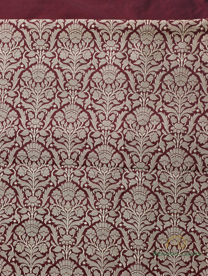 Maroon Handloom Kataan Silk Kadhua Jangla Banarasi Saree