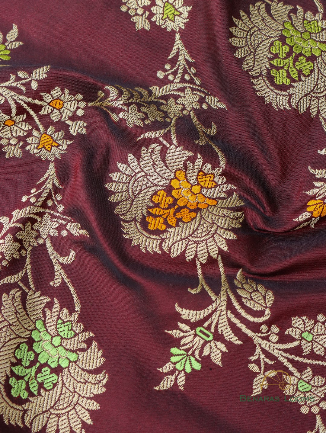 Maroon Handloom Kataan Silk Kadhua Jangla Banarasi Saree