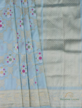 Load image into Gallery viewer, Sky Blue Handloom Kataan Silk Kadhua Jangla Banarasi Saree
