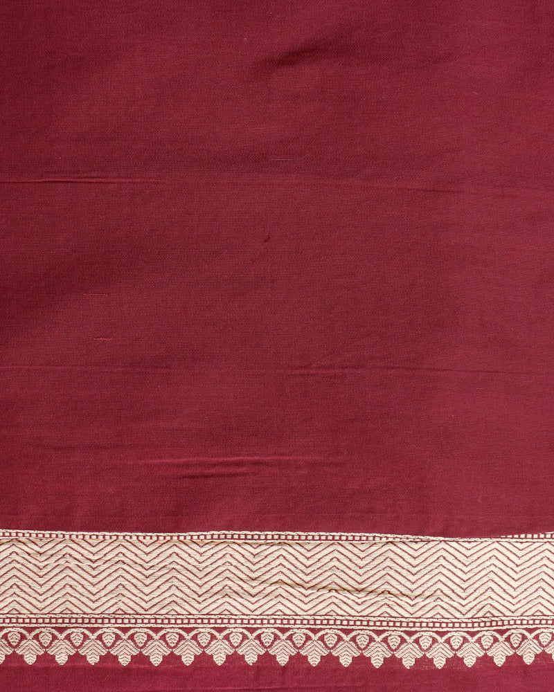 Maroon Pure Cotton Kataan Silk Jangla Handloom Banarasi Saree