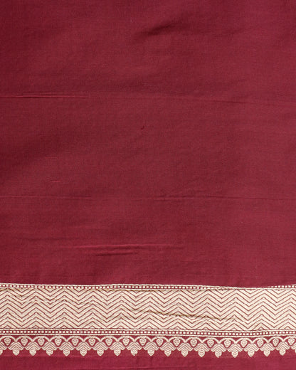 Maroon Pure Cotton Kataan Silk Jangla Handloom Banarasi Saree