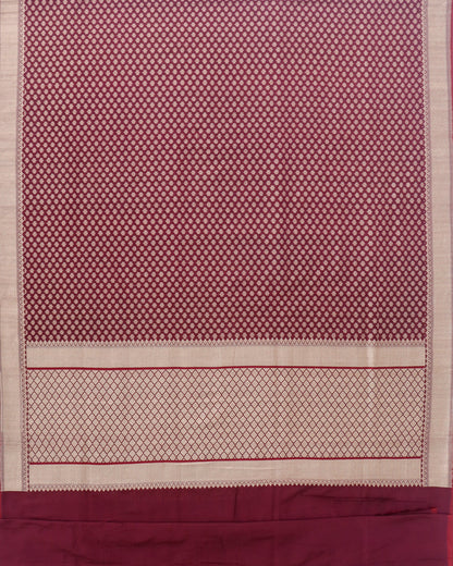 Maroon Pure Cotton Kataan Silk Jangla Handloom Banarasi Saree