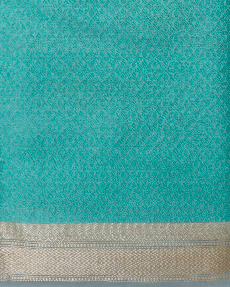 Light Blue Handloom Organza Kadhua Buti Banarasi Silk Saree