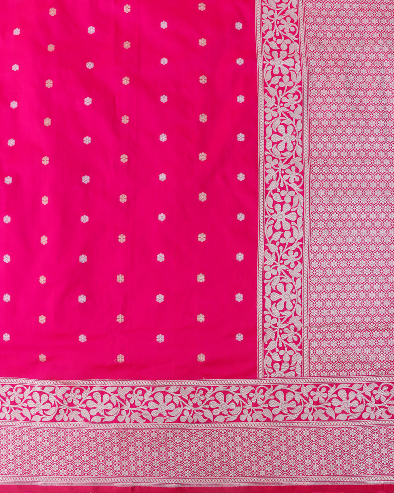 Pink Pure Kataan Silk Handloom Buti Banarasi Saree