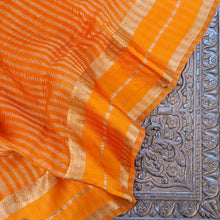 Load image into Gallery viewer, Orange Pure Tissue Banarasi Saree
