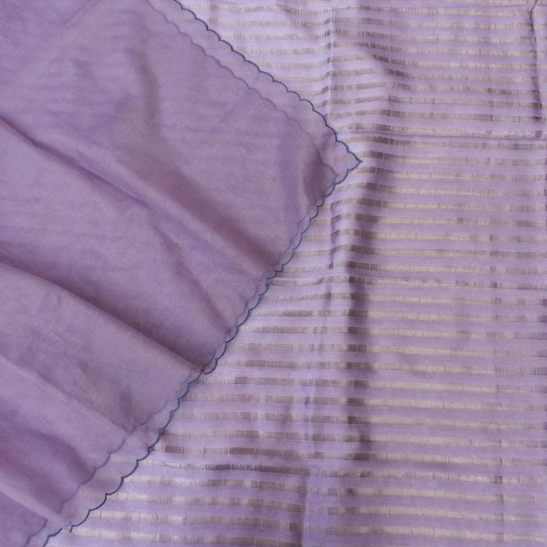 Lavender Pure Silk Banarasi Tissue Unstitched Suit Fabric