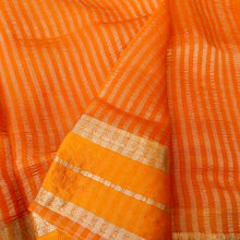 Load image into Gallery viewer, Orange Pure Tissue Banarasi Saree
