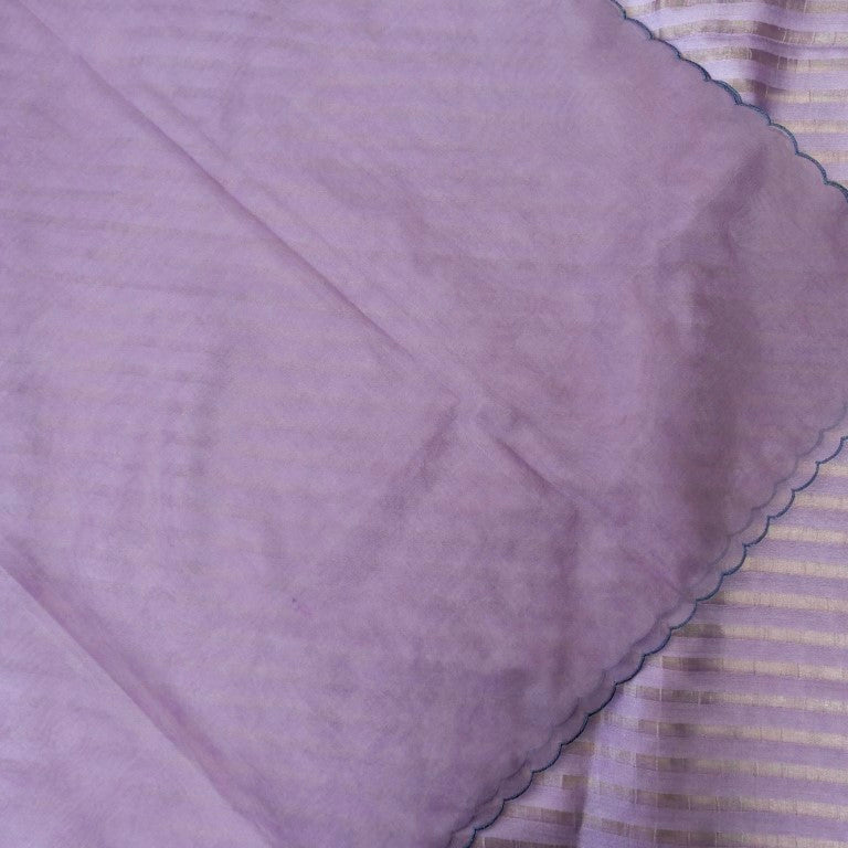 Lavender Pure Silk Banarasi Tissue Unstitched Suit Fabric