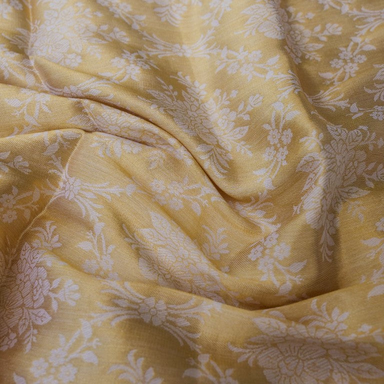 Natural colour floral jaal Tissue Silk Handloom Fabric