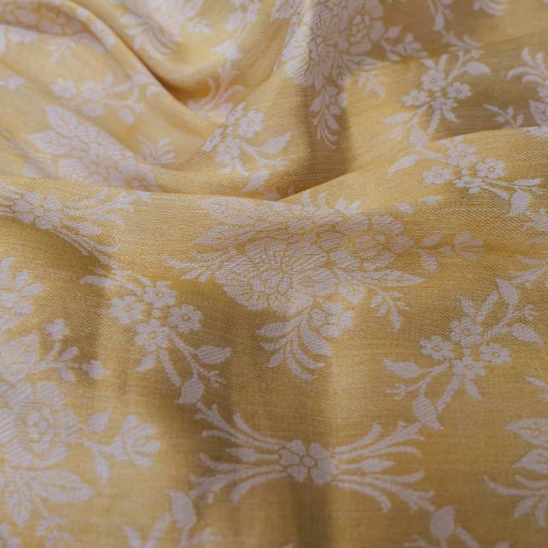 Natural colour floral jaal Tissue Silk Handloom Fabric