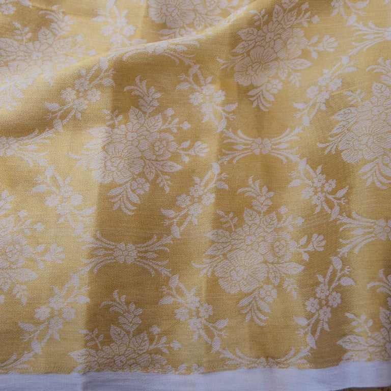 Natural colour floral jaal Tissue Silk Handloom Fabric