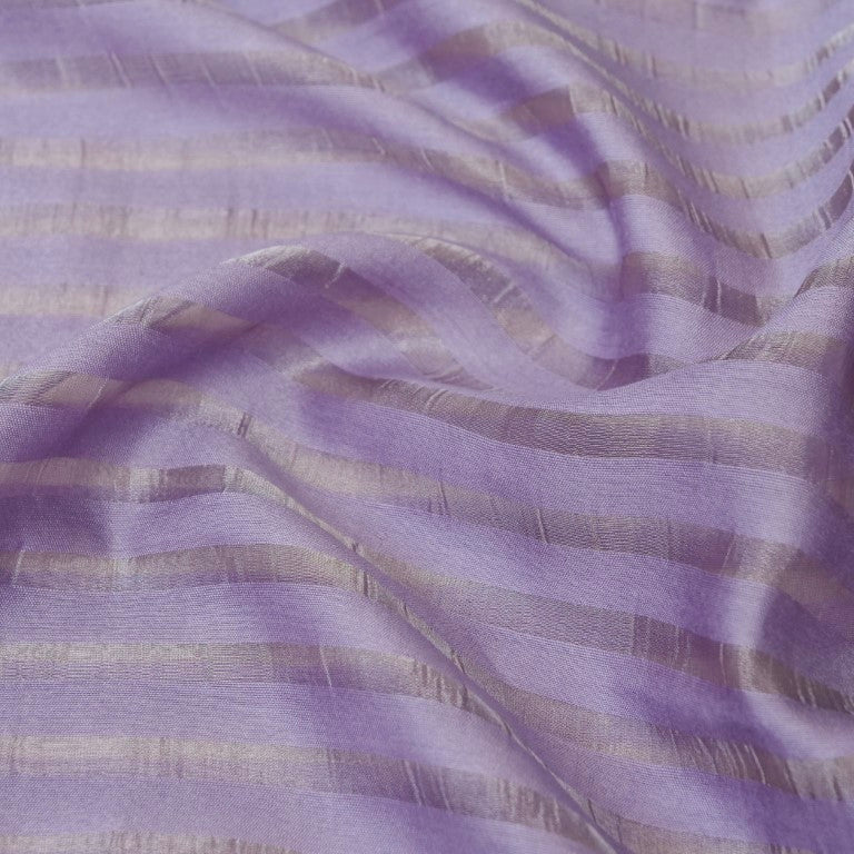 Lavender Pure Silk Banarasi Tissue Unstitched Suit Fabric