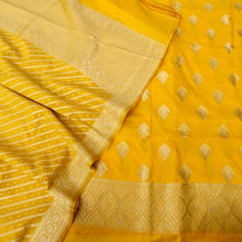 Load image into Gallery viewer, Yellow Chanderi Cotton Unstitched Banarasi Suit Fabric
