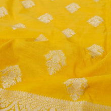 Load image into Gallery viewer, Yellow Chanderi Cotton Unstitched Banarasi Suit Fabric
