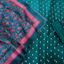 Load image into Gallery viewer, Green Chanderi Silk Unstitched Banarasi Suit Fabric
