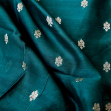 Load image into Gallery viewer, Green Chanderi Silk Unstitched Banarasi Suit Fabric
