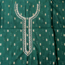 Load image into Gallery viewer, Green Chanderi Cotton Unstitched Banarasi Suit Fabric
