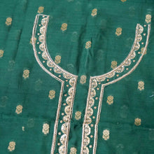 Load image into Gallery viewer, Green Chanderi Cotton Unstitched Banarasi Suit Fabric
