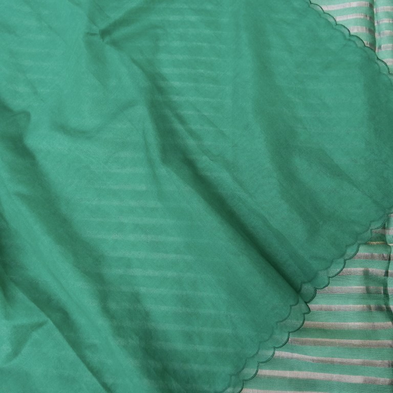 Green Pure Silk Banarasi Tissue Unstitched Suit Fabric