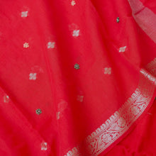 Load image into Gallery viewer, Red Chanderi Cotton Unstitched Banarasi Suit Fabric
