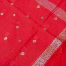 Load image into Gallery viewer, Red Chanderi Cotton Unstitched Banarasi Suit Fabric
