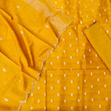 Load image into Gallery viewer, Yellow Chanderi Cotton Unstitched Banarasi Suit Fabric
