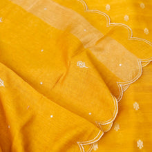 Load image into Gallery viewer, Yellow Chanderi Cotton Unstitched Banarasi Suit Fabric
