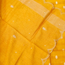 Load image into Gallery viewer, Yellow Chanderi Cotton Unstitched Banarasi Suit Fabric
