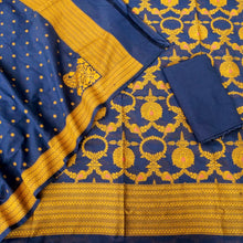 Load image into Gallery viewer, Navy Cotton Silk Banarasi Unstitched Suit Fabric
