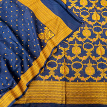 Load image into Gallery viewer, Navy Cotton Silk Banarasi Unstitched Suit Fabric
