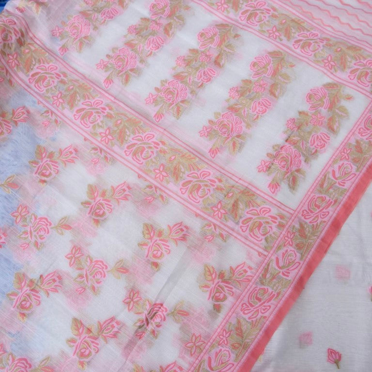 Ivory Cotton Silk Banarasi Unstitched Suit Fabric