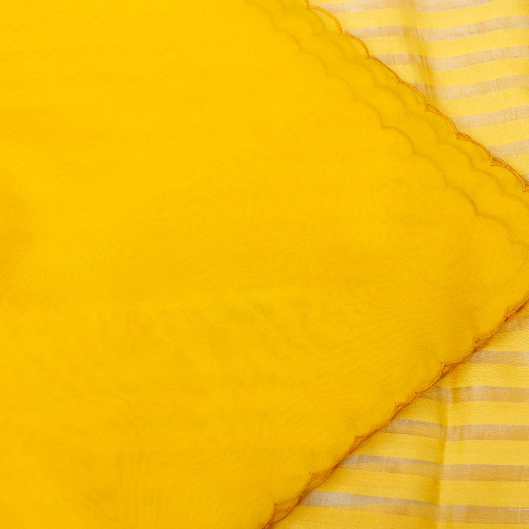 Yellow Pure Silk Banarasi Tissue Unstitched Suit Fabric