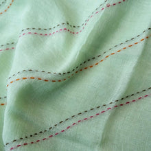 Load image into Gallery viewer, Green Linen Silk Printed Unstitched Suit Fabric
