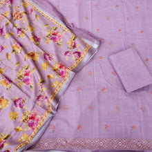 Load image into Gallery viewer, Lilac Linen Silk Printed Unstitched Suit Fabric
